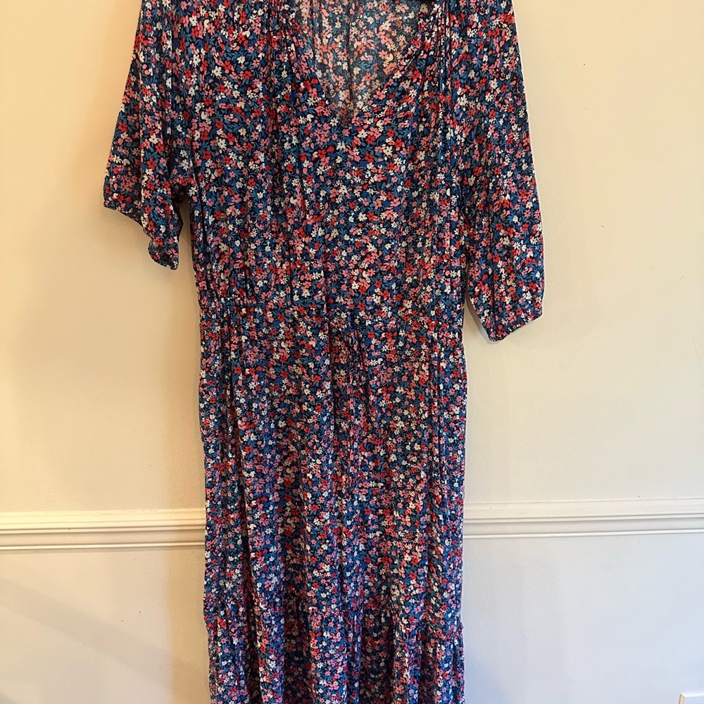 Draper James Floral V-Neck Midi Dress